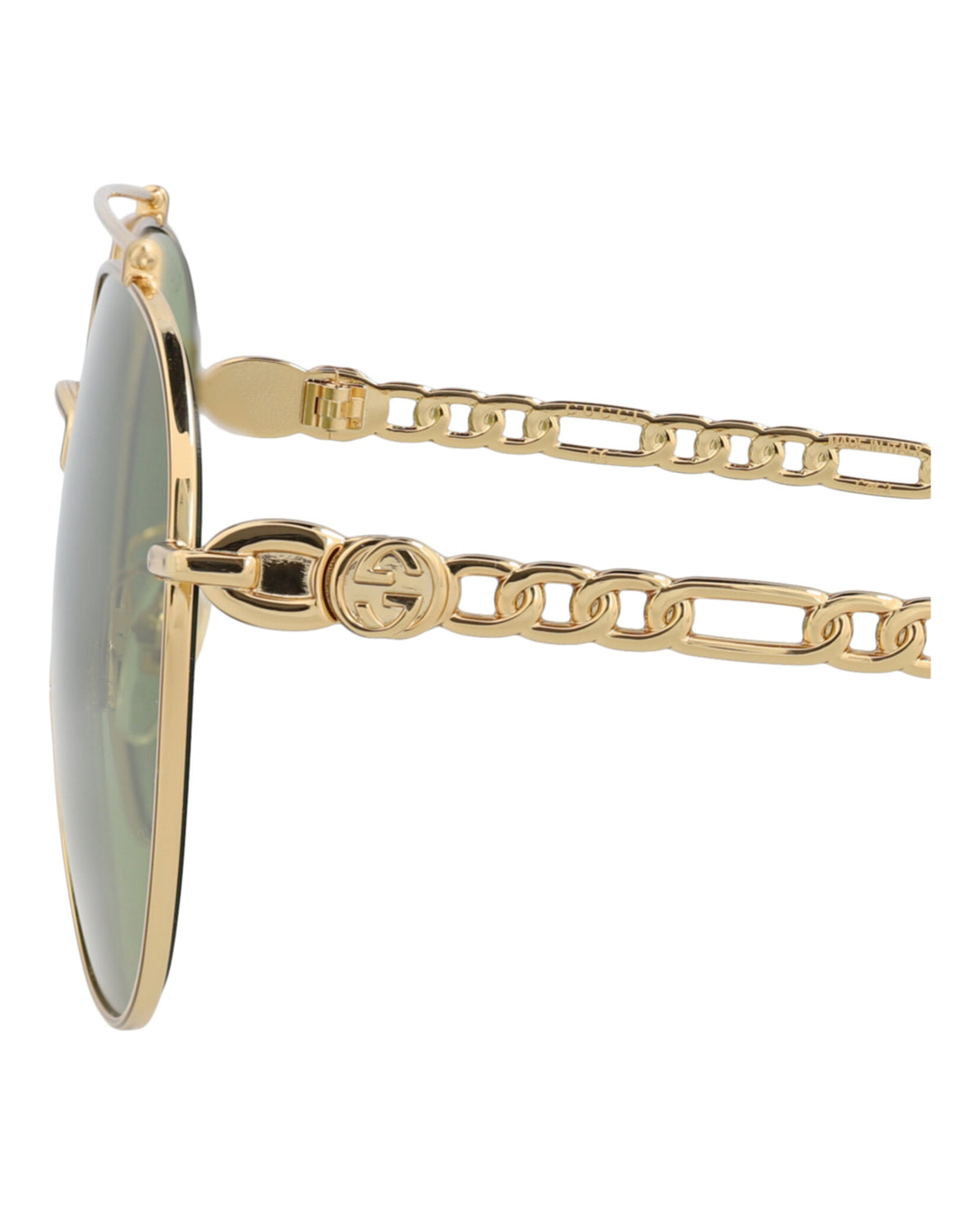 Gucci Mens Square/Rectangle Gold Gold Green Fashion Designer Eyewear