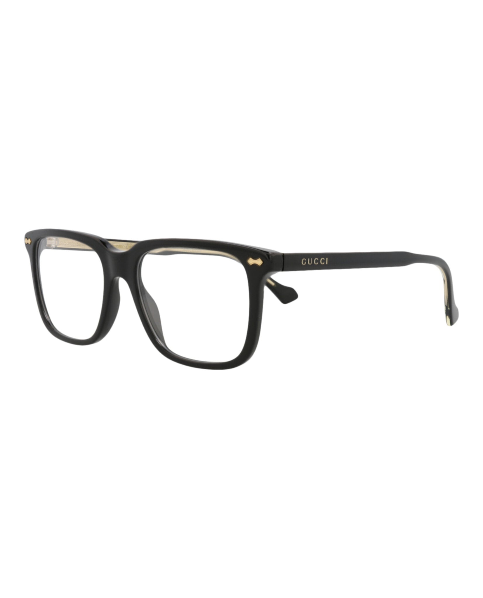 Gucci Mens Square/Rectangle Black Black Transparent Fashion Designer Eyewear