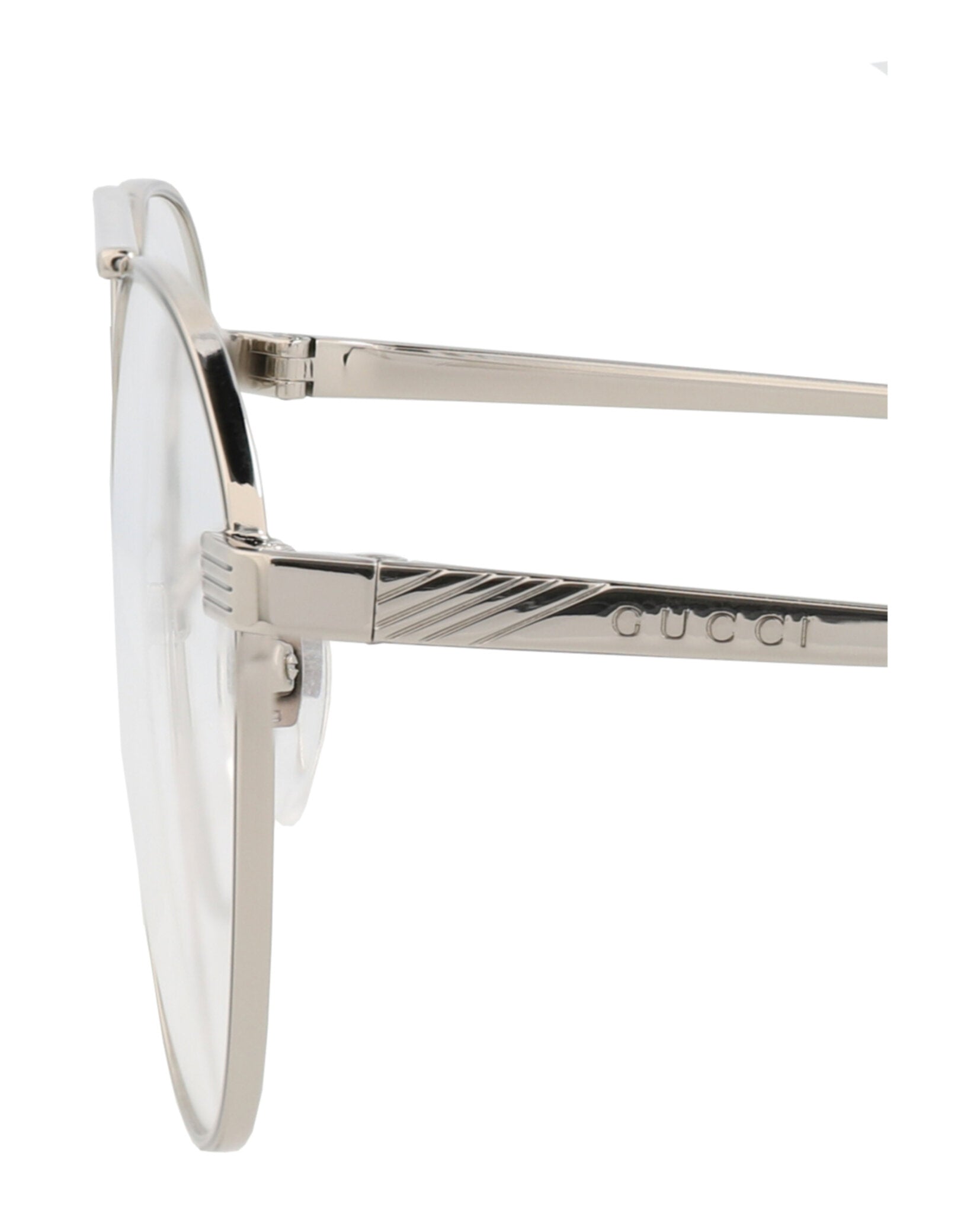 Gucci Mens Round/Oval Silver Silver Transparent Fashion Designer Eyewear