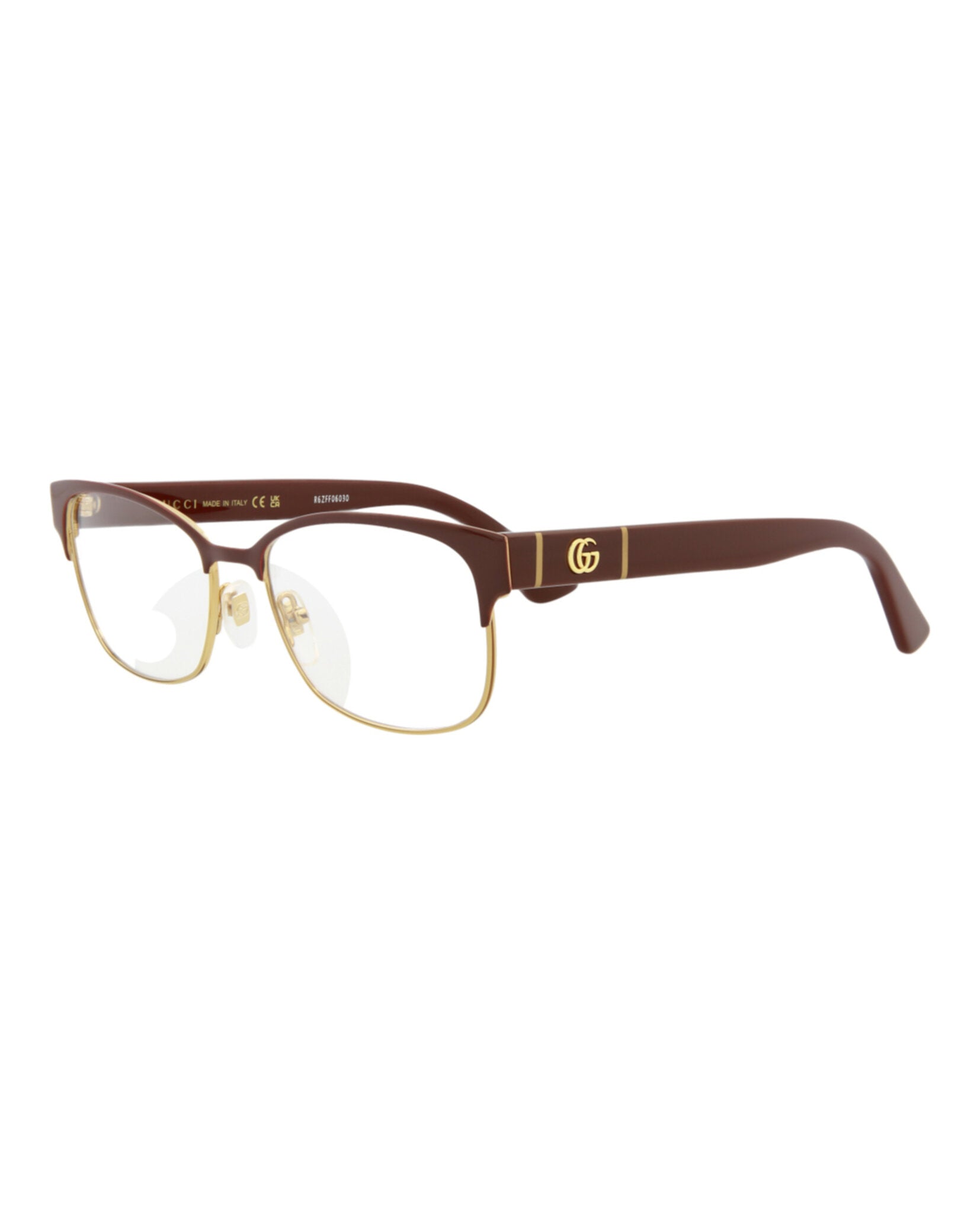 Gucci Gucci Womens Square/Rectangle Burgundy Burgundy Transparent Fashion Designer Eyewear