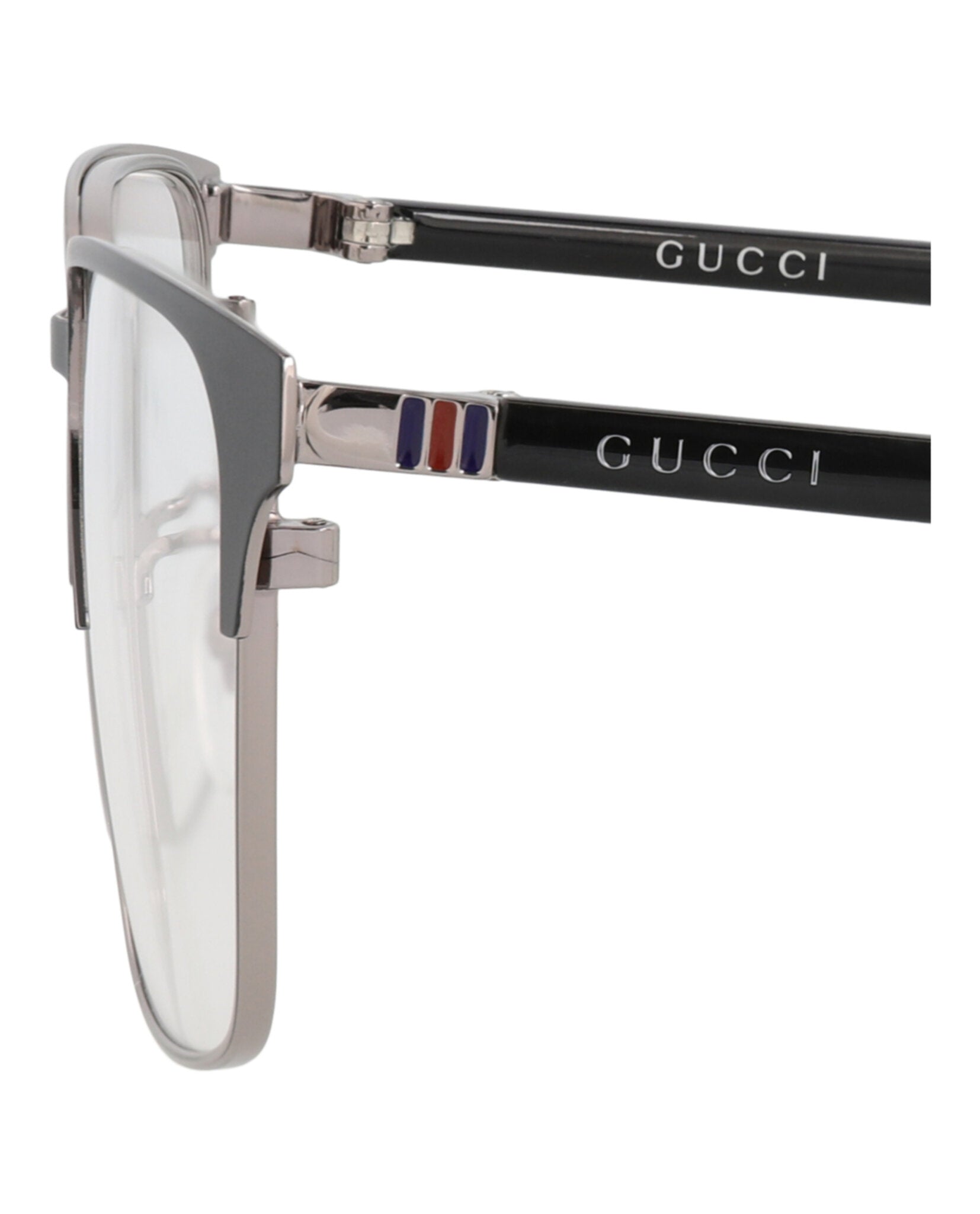 Gucci Gucci Mens Square/Rectangle Ruthenium Black Transparent Fashion Designer Eyewear