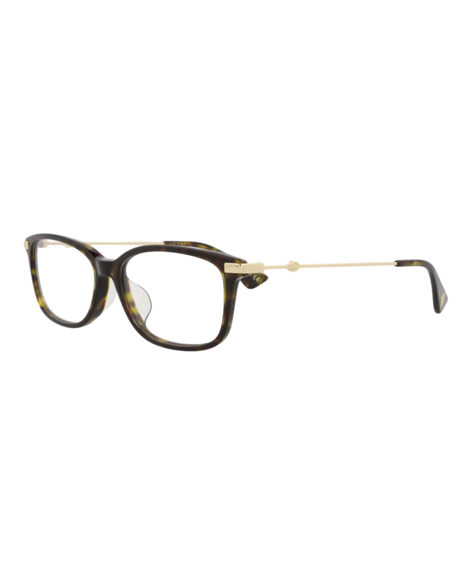 Gucci Gucci Womens Square/Rectangle Havana Gold Transparent Fashion Designer Eyewear