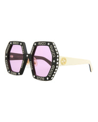 Gucci Womens Square/Rectangle Black Ivory Pink Fashion Designer Eyewear