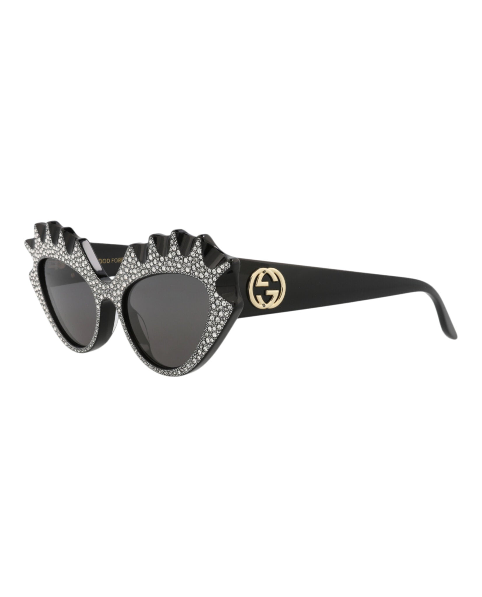 Gucci Womens Cat Eye Black Black Grey Fashion Designer Eyewear