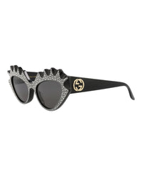 Gucci Womens Cat Eye Black Black Grey Fashion Designer Eyewear