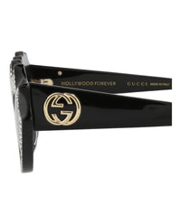 Gucci Womens Cat Eye Black Black Grey Fashion Designer Eyewear