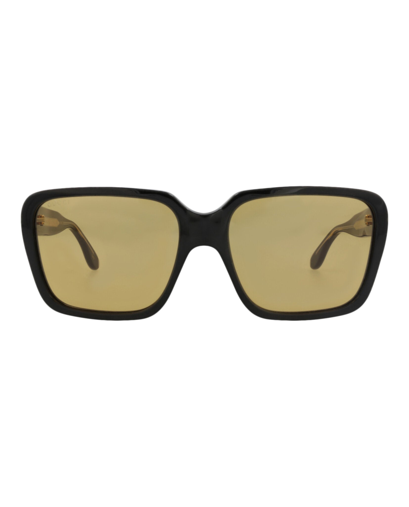 Gucci Gucci Mens Square/Rectangle Black Black Yellow Fashion Designer Eyewear