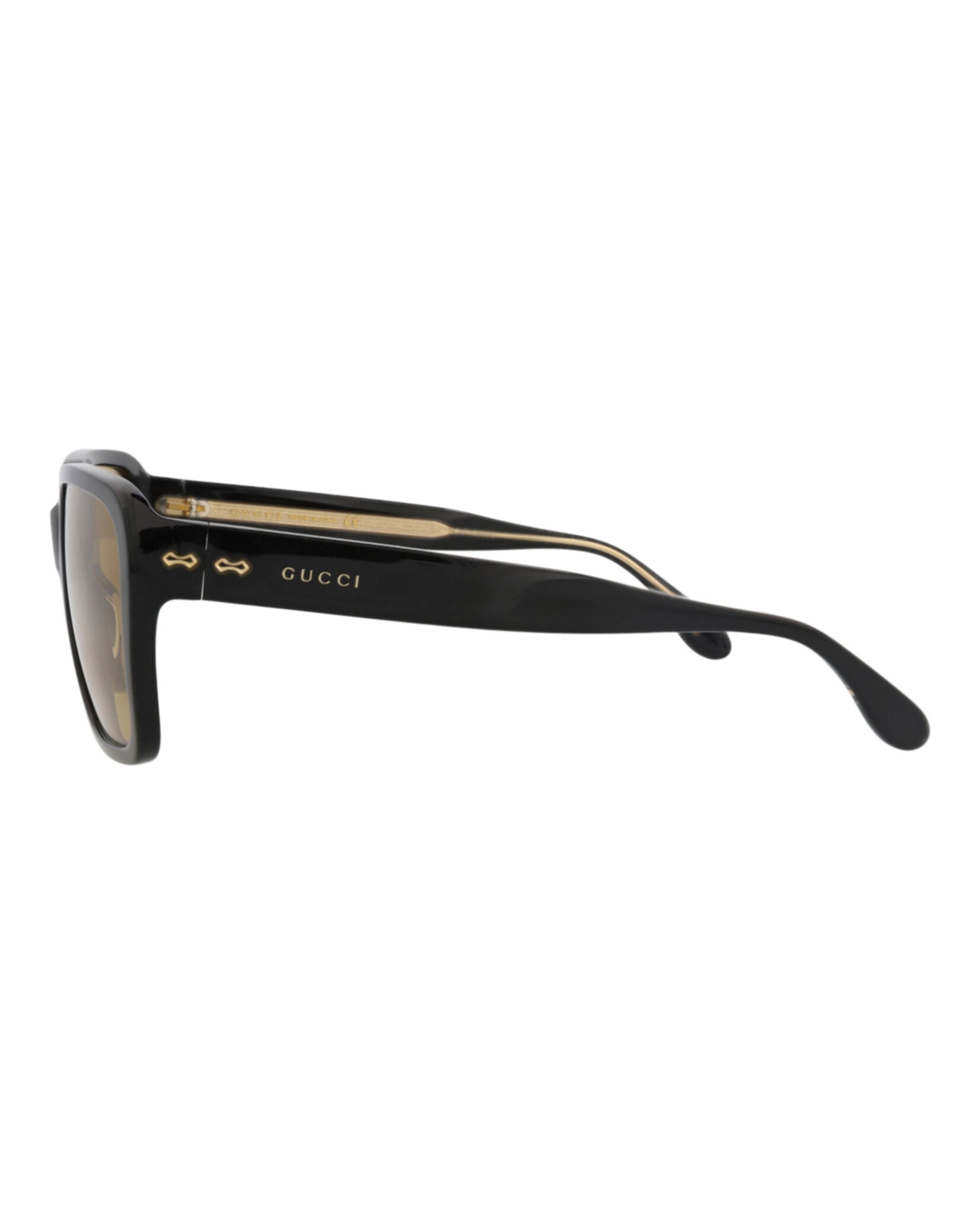 Gucci Gucci Mens Square/Rectangle Black Black Yellow Fashion Designer Eyewear
