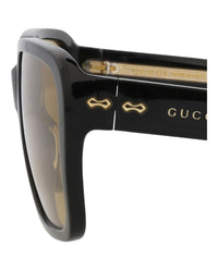 Gucci Gucci Mens Square/Rectangle Black Black Yellow Fashion Designer Eyewear