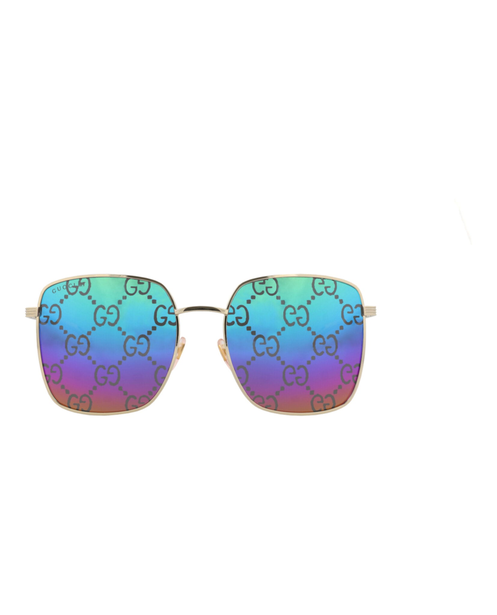 Gucci Womens Square/Rectangle Gold Gold Multicolor Fashion Designer Eyewear