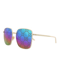 Gucci Womens Square/Rectangle Gold Gold Multicolor Fashion Designer Eyewear