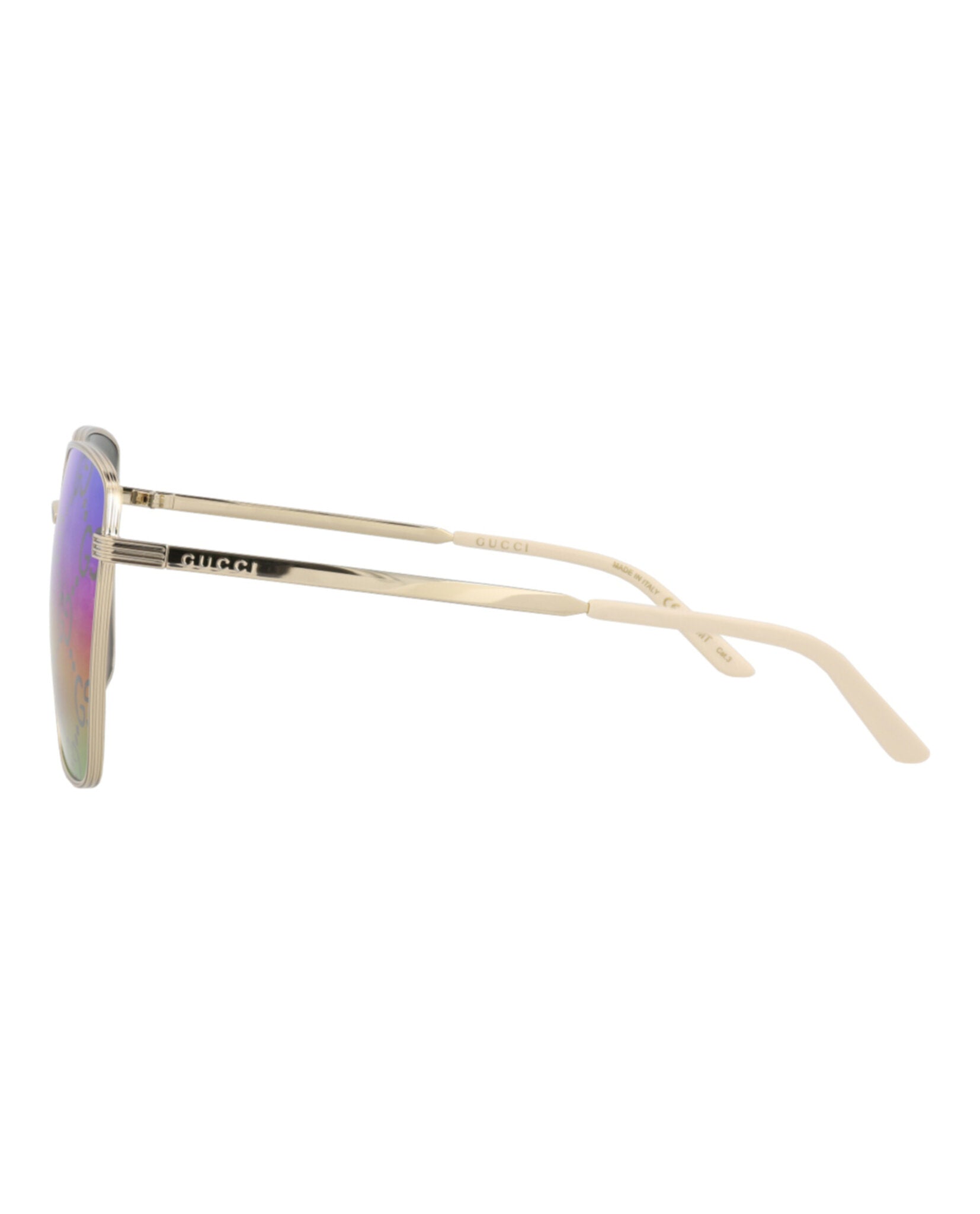 Gucci Womens Square/Rectangle Gold Gold Multicolor Fashion Designer Eyewear