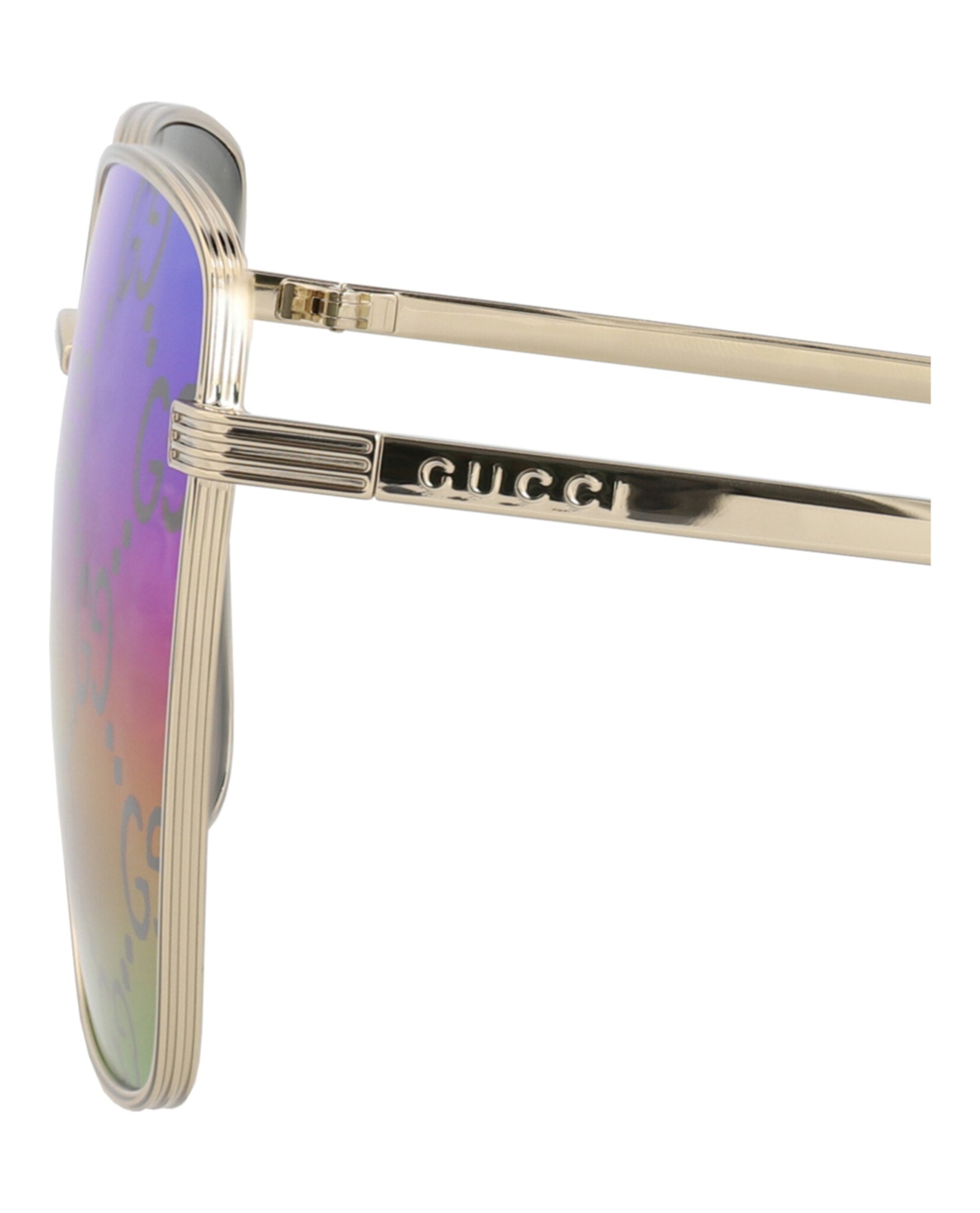 Gucci Womens Square/Rectangle Gold Gold Multicolor Fashion Designer Eyewear