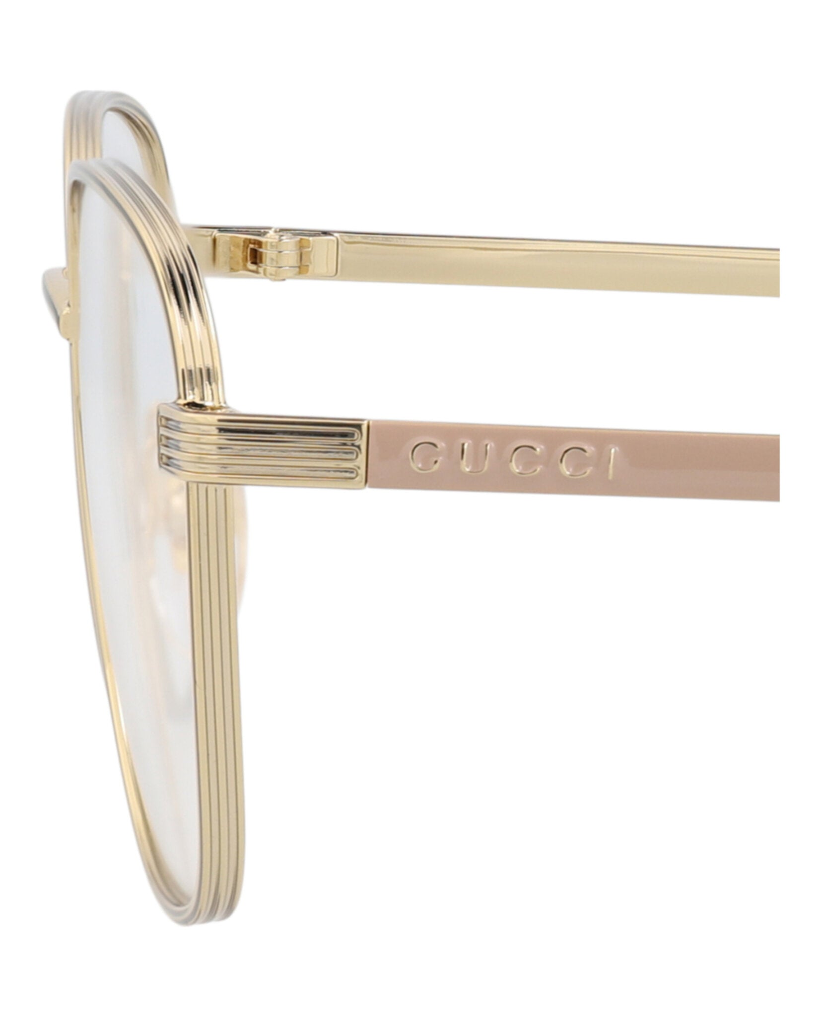 Gucci Womens Square/Rectangle Gold Gold Transparent Fashion Designer Eyewear