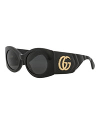 Gucci Womens Square/Rectangle Black Black Grey Fashion Designer Eyewear