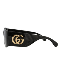 Gucci Womens Square/Rectangle Black Black Grey Fashion Designer Eyewear
