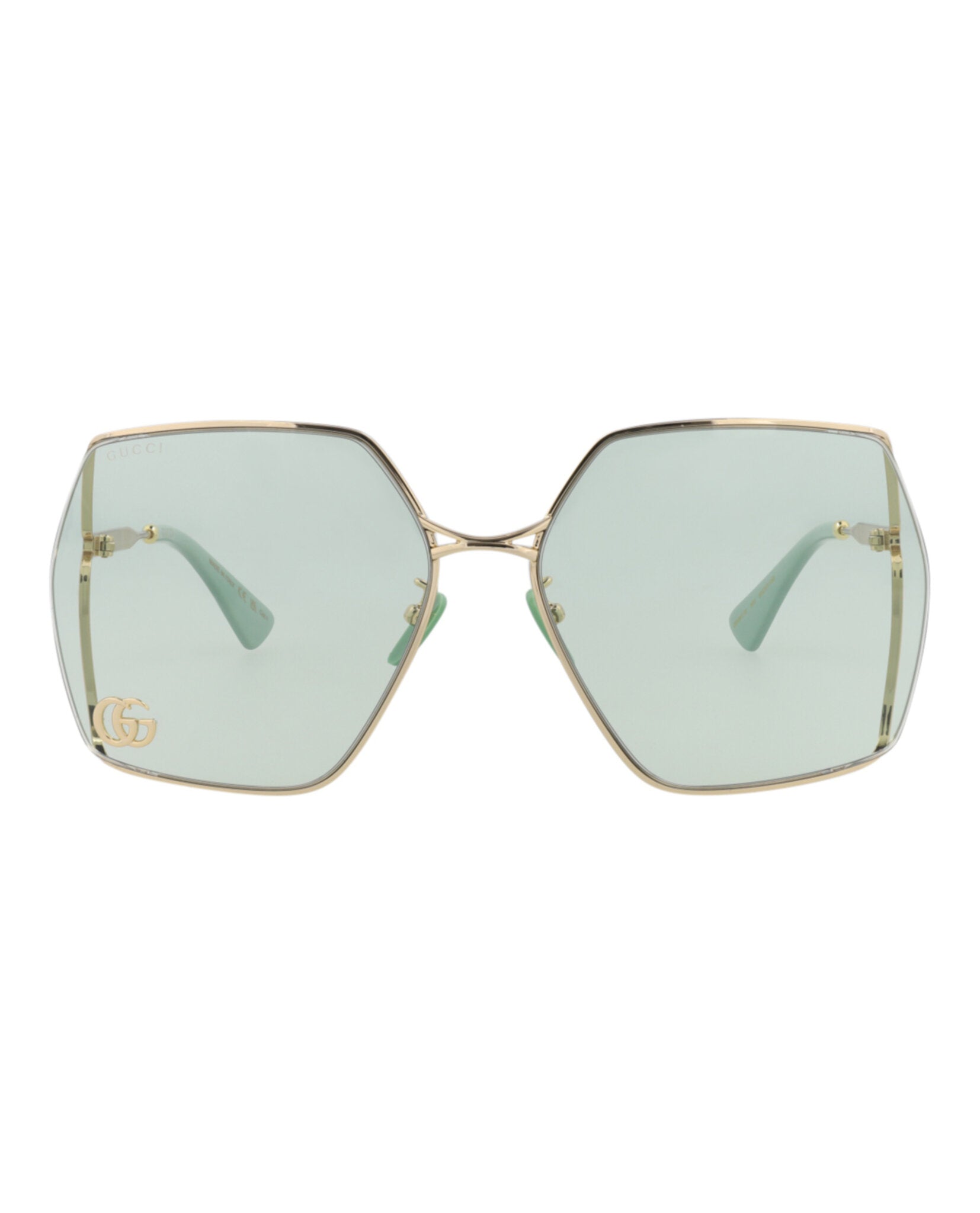 Gucci Gucci Womens Square/Rectangle Gold Gold Green Fashion Designer Eyewear