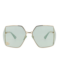Gucci Gucci Womens Square/Rectangle Gold Gold Green Fashion Designer Eyewear