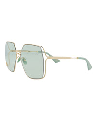 Gucci Gucci Womens Square/Rectangle Gold Gold Green Fashion Designer Eyewear