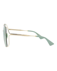 Gucci Gucci Womens Square/Rectangle Gold Gold Green Fashion Designer Eyewear