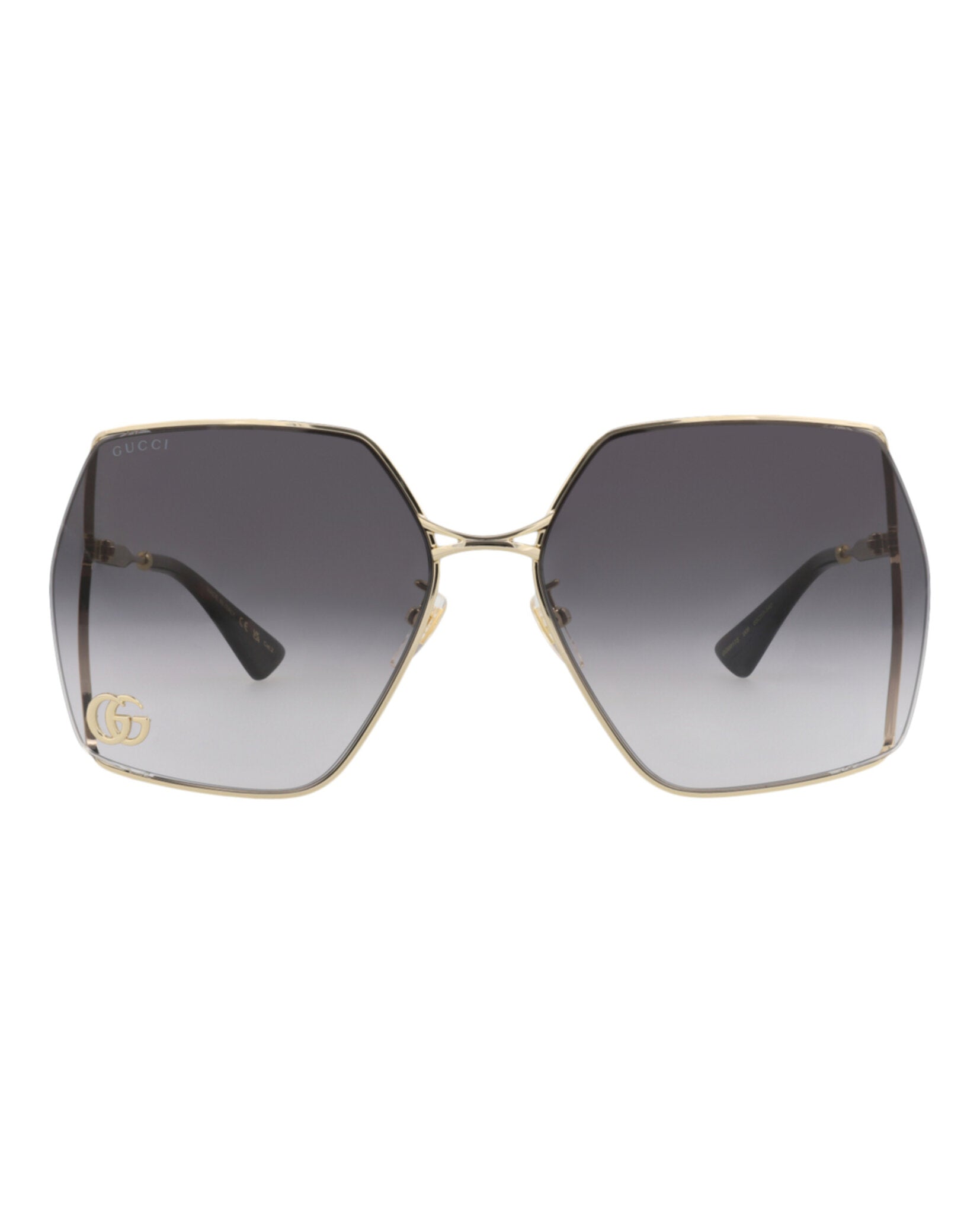 Gucci Gucci Womens Square/Rectangle Gold Gold Grey Fashion Designer Eyewear