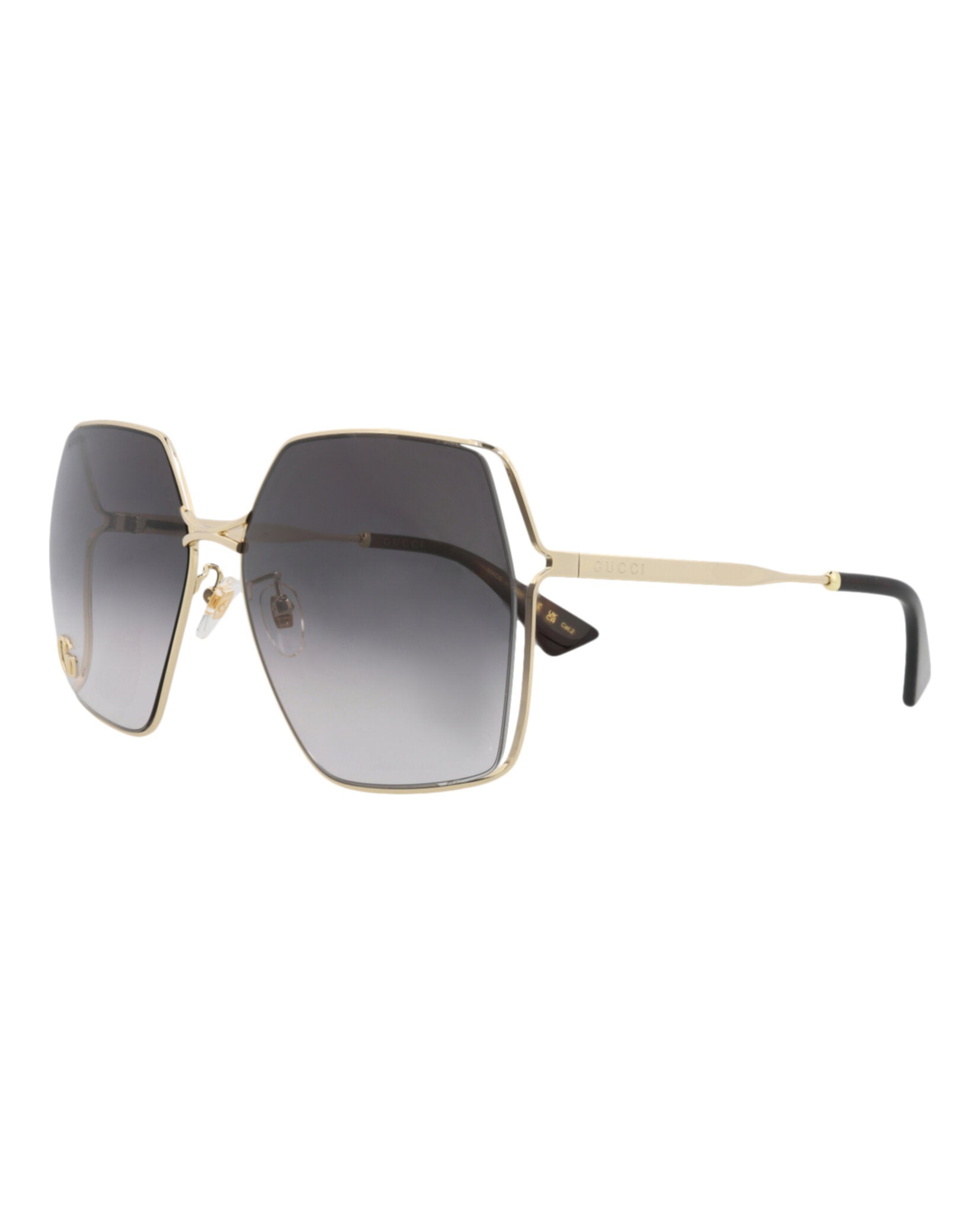 Gucci Gucci Womens Square/Rectangle Gold Gold Grey Fashion Designer Eyewear