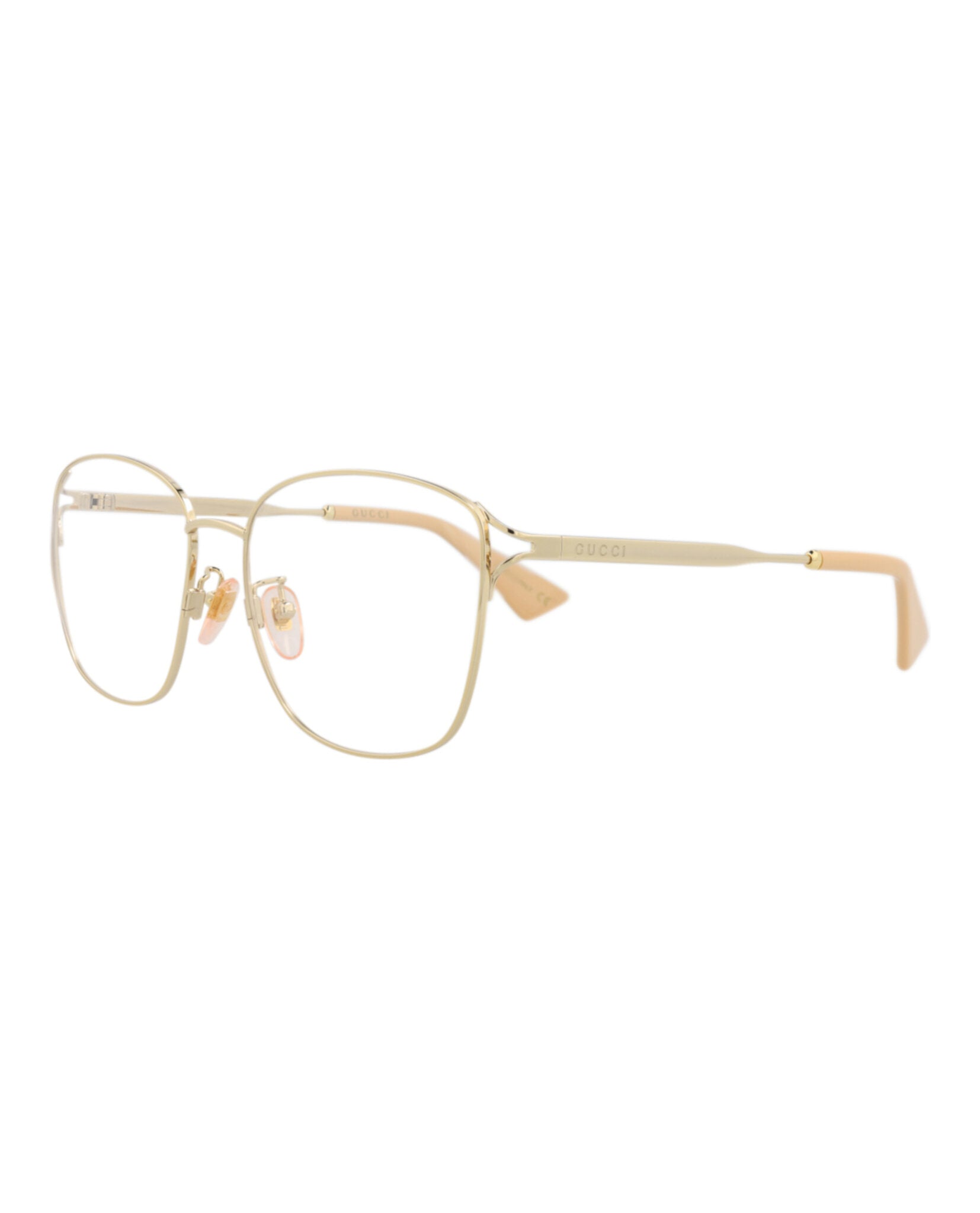 Gucci Gucci Womens Square/Rectangle Gold Gold Transparent Fashion Designer Eyewear
