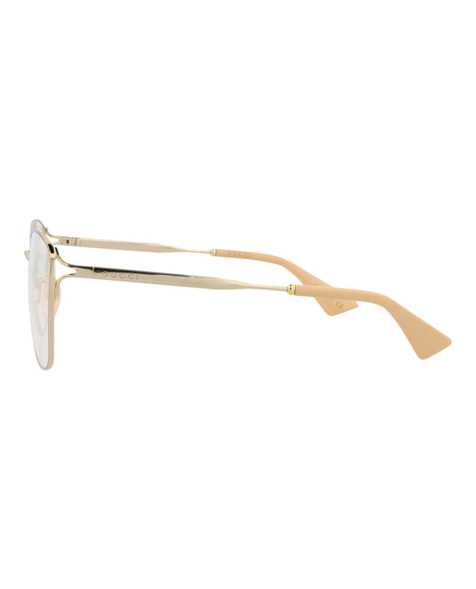Gucci Gucci Womens Square/Rectangle Gold Gold Transparent Fashion Designer Eyewear
