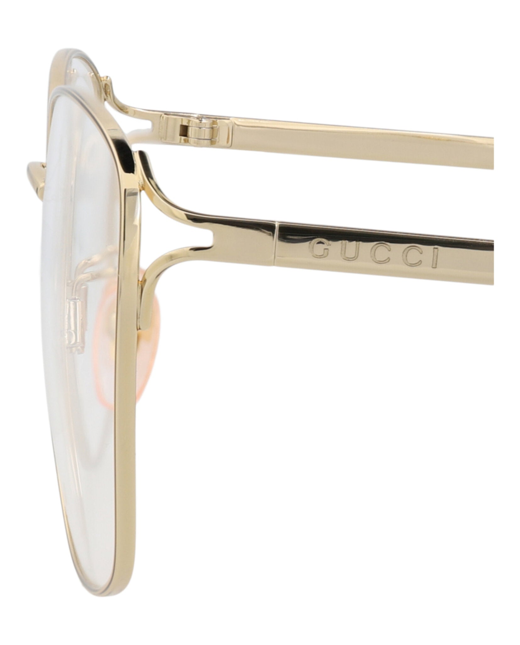 Gucci Gucci Womens Square/Rectangle Gold Gold Transparent Fashion Designer Eyewear