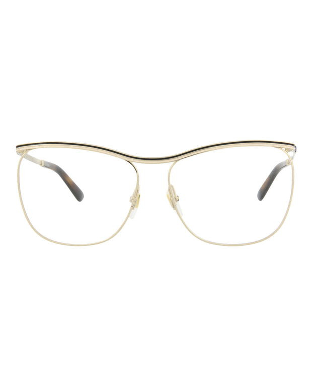 Gucci Womens Square/Rectangle Gold Gold Transparent Fashion Designer Eyewear