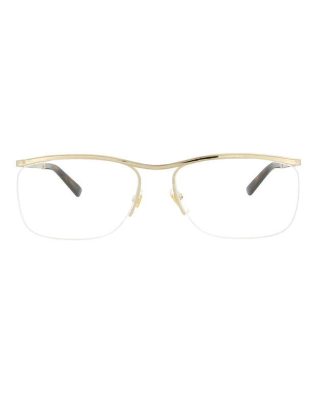 Gucci Mens Square/Rectangle Gold Gold Transparent Fashion Designer Eyewear
