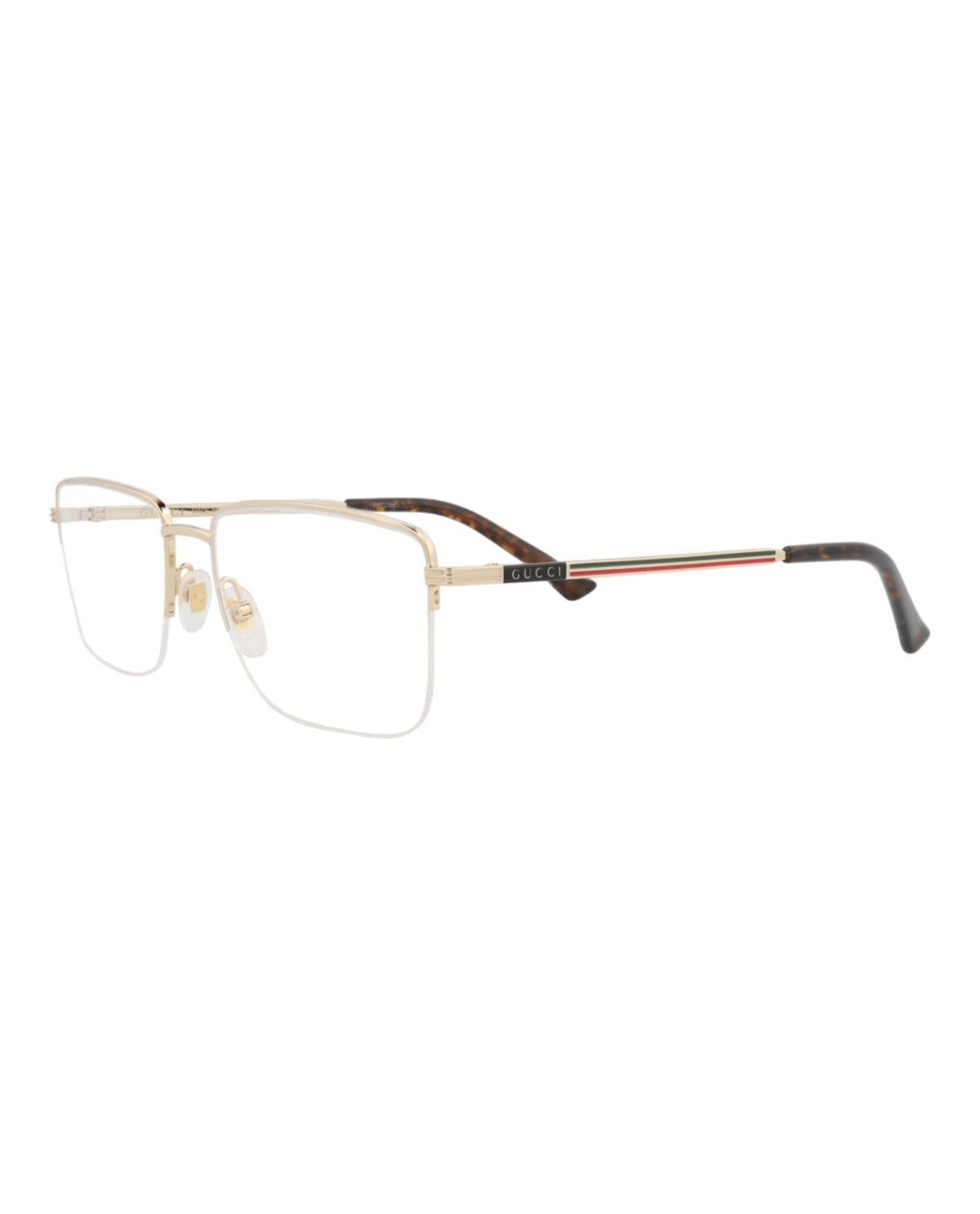 Gucci Mens Square/Rectangle Gold Gold Transparent Fashion Designer Eyewear