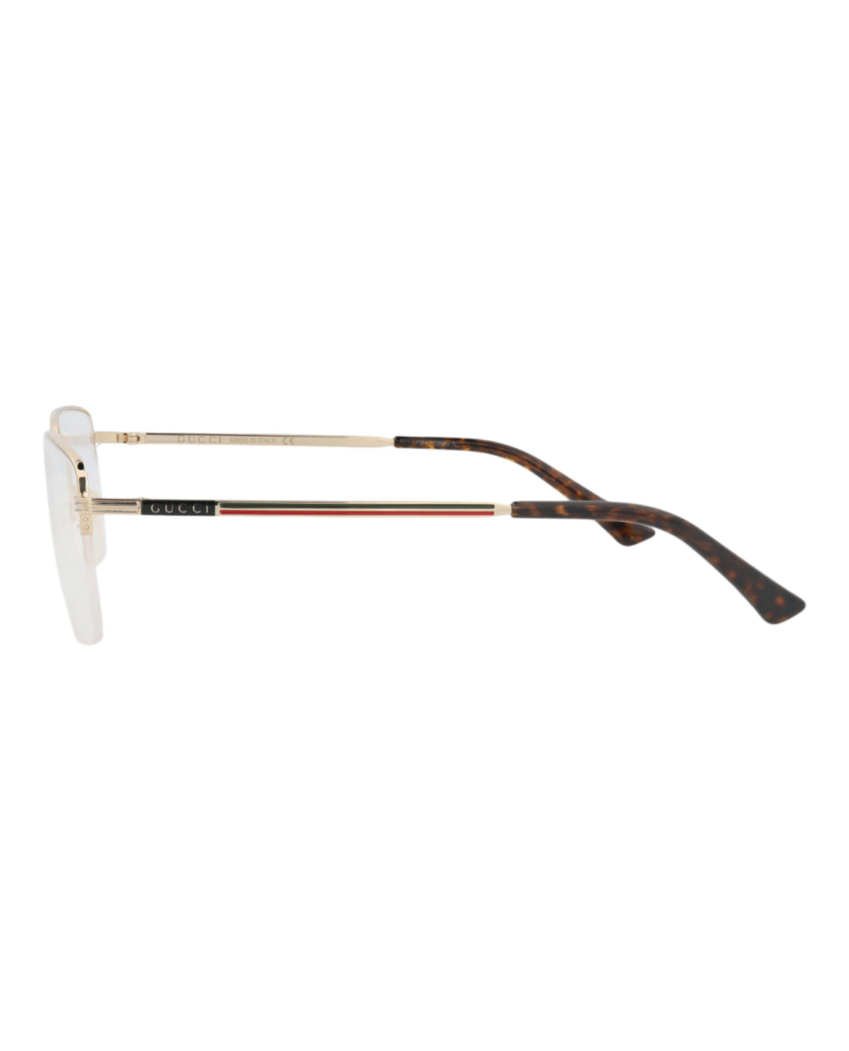 Gucci Mens Square/Rectangle Gold Gold Transparent Fashion Designer Eyewear