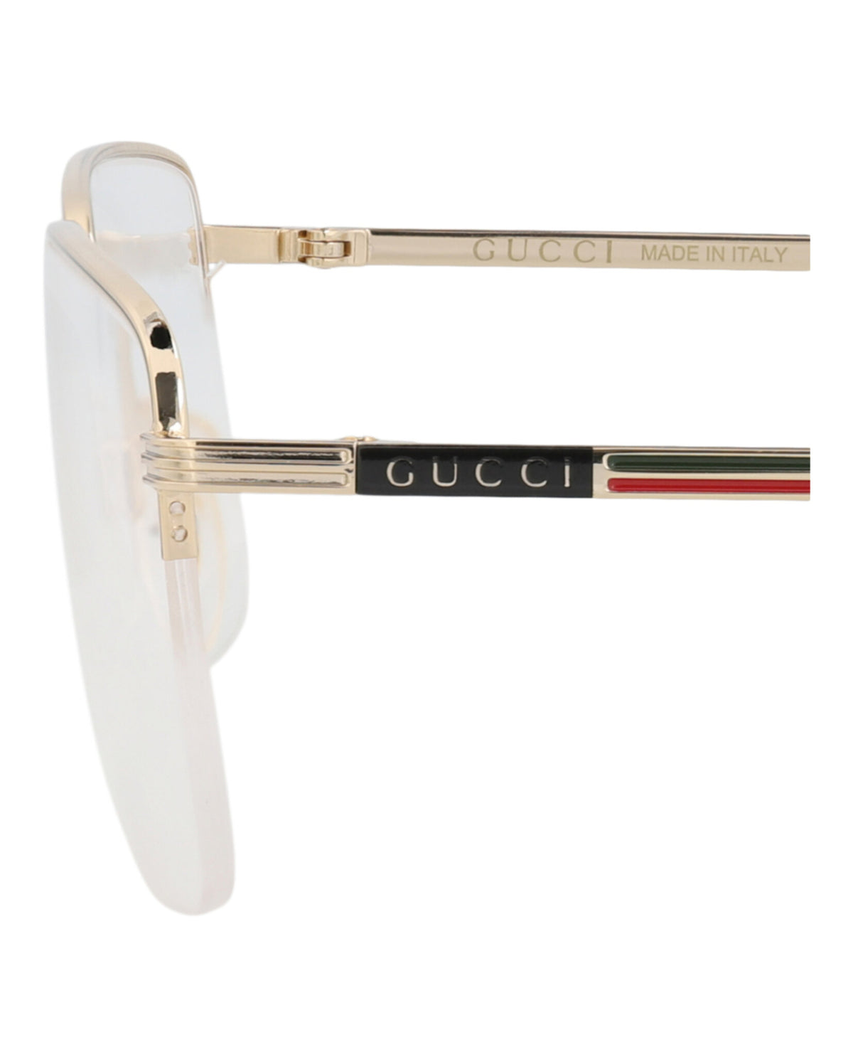 Gucci Mens Square/Rectangle Gold Gold Transparent Fashion Designer Eyewear