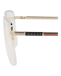 Gucci Mens Square/Rectangle Gold Gold Transparent Fashion Designer Eyewear
