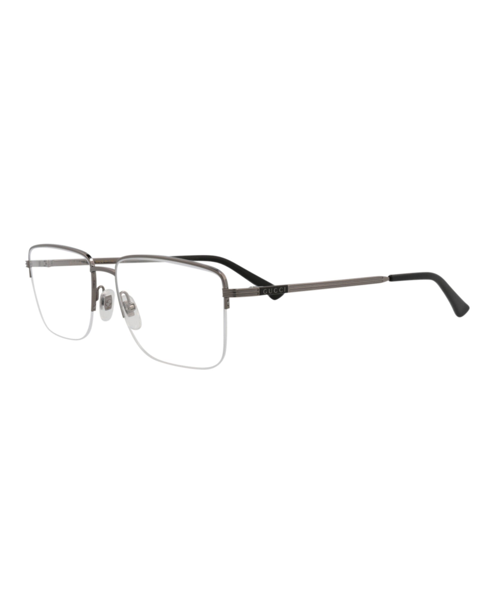 Gucci Mens Square/Rectangle Ruthenium Ruthenium Transparent Fashion Designer Eyewear