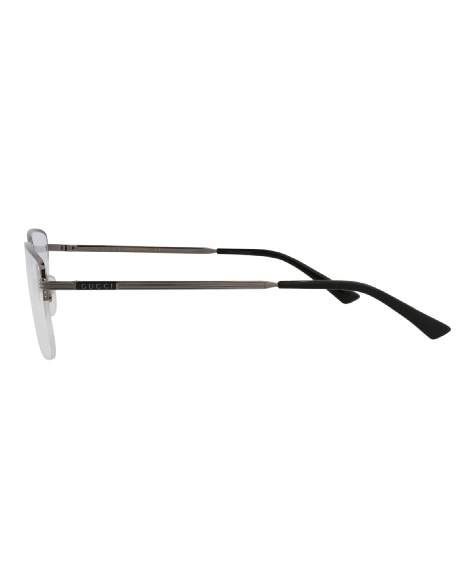 Gucci Mens Square/Rectangle Ruthenium Ruthenium Transparent Fashion Designer Eyewear