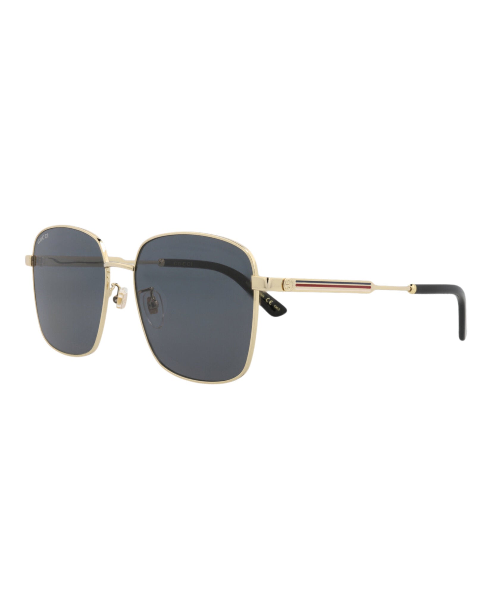 Gucci Gucci Womens Square/Rectangle Gold Gold Grey Fashion Designer Eyewear