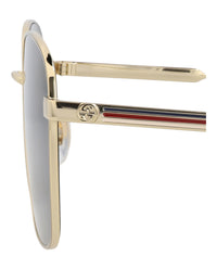 Gucci Gucci Womens Square/Rectangle Gold Gold Grey Fashion Designer Eyewear