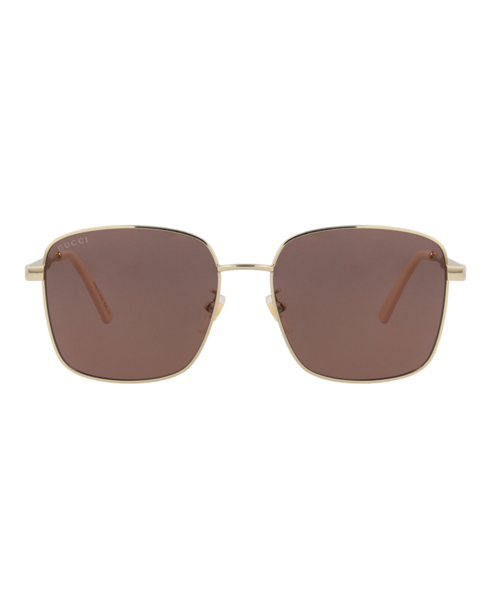Gucci Gucci Womens Square/Rectangle Gold Gold Brown Fashion Designer Eyewear