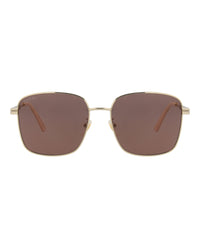 Gucci Gucci Womens Square/Rectangle Gold Gold Brown Fashion Designer Eyewear