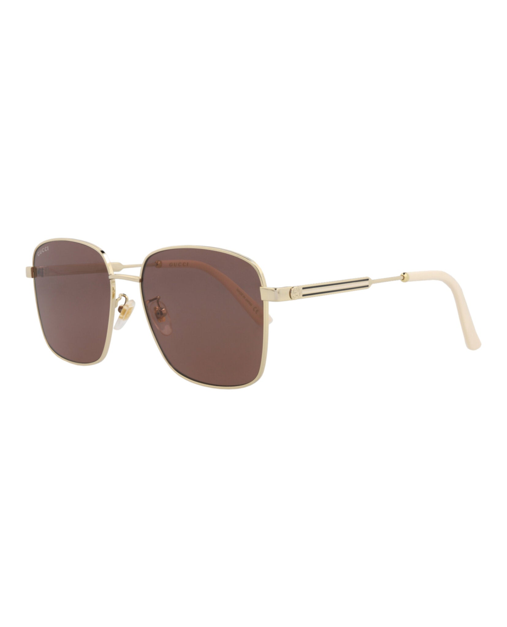 Gucci Gucci Womens Square/Rectangle Gold Gold Brown Fashion Designer Eyewear