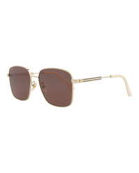 Gucci Gucci Womens Square/Rectangle Gold Gold Brown Fashion Designer Eyewear