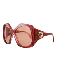 Gucci Womens Square/Rectangle Burgundy Burgundy Orange Fashion Designer Eyewear