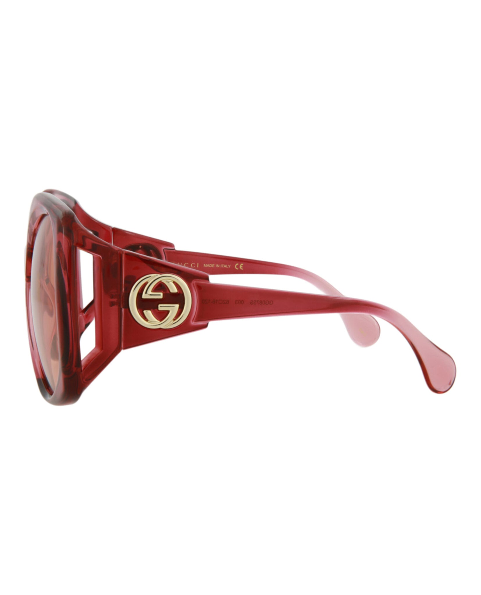 Gucci Womens Square/Rectangle Burgundy Burgundy Orange Fashion Designer Eyewear