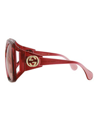 Gucci Womens Square/Rectangle Burgundy Burgundy Orange Fashion Designer Eyewear