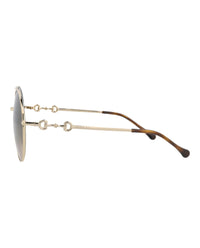 Gucci Gucci Womens Round/Oval Gold Gold Brown Fashion Designer Eyewear