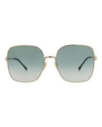Gucci Womens Square/Rectangle Gold Gold Green Fashion Designer Eyewear