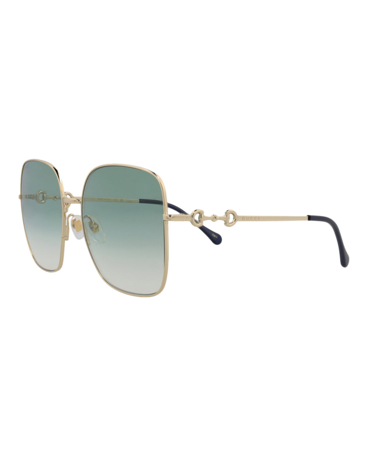 Gucci Womens Square/Rectangle Gold Gold Green Fashion Designer Eyewear