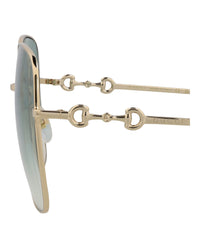 Gucci Womens Square/Rectangle Gold Gold Green Fashion Designer Eyewear